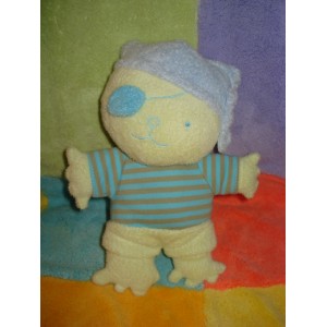 TAPE A L'OEIL DOUDOU PELUCHE OURS VERT PIRATE BLEU