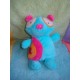 BAWI DOUDOU PELUCHE OURS BLEU TURQUOISE ROSE LES PAPOUDOUS