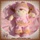 MOTS D'ENFANTS SOS DOUDOU PELUCHE POUPEE ROSE FLEUR RAYEE ORANGE