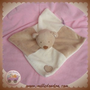 POMMETTE SOS DOUDOU OURS BEIGE PLAT CARRE ECRU BEIGE