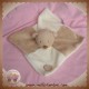 POMMETTE SOS DOUDOU PELUCHE OURS BEIGE PLAT CARRE ECRU BEIGE