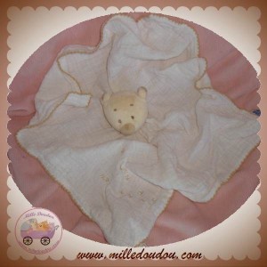 NOUKIE'S DOUDOU OURS BEN PLAT MOUCHOIR LANGE BLANC SOS