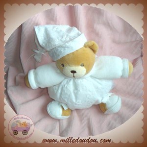 KALOO DOUDOU OURS BEIGE BOULE BLANC BRODERIE ETOILE SOS