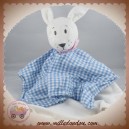 IKEA DOUDOU LAPIN BLANC PLAT TISSU VICHY BLEU FABLER KANIN SOS