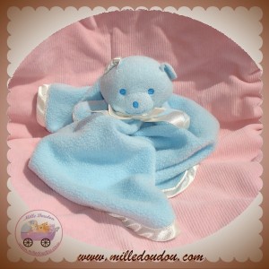 MUSTI MUSTELA SOS DOUDOU OURS PLAT BLEU POLAIRE LISERET 