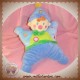 NICOTOY DOUDOU CLOWN LUTIN BLEU PLAT REMBOURRE COUSSIN SOS