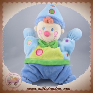 NICOTOY DOUDOU CLOWN LUTIN BLEU PLAT REMBOURRE COUSSIN SOS