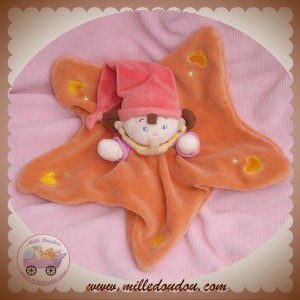 NICOTOY DOUDOU POUPEE LUTIN FILLE ETOILE ORANGE PLAT SOS