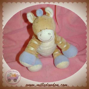 BENGY DOUDOU ZEBRE CHEVAL BEIGE ECRU MAUVE 20 CM SOS