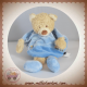 TEX DOUDOU OURS BEIGE PLAT BLEU TRACTEUR JAMBES BEIGE SOS