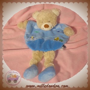 TEX DOUDOU OURS BEIGE PLAT BLEU TRACTEUR JAMBES BEIGE SOS