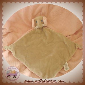 AUCHAN DOUDOU ELEPHANT PLAT LOSANGE BEIGE ET ROSE SOS