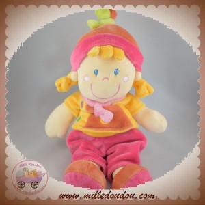 MOTS D'ENFANTS DOUDOU POUPEE FILLE HABIT ROSE JAUNE SOS