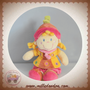 MOTS D'ENFANTS DOUDOU POUPEE FILLE HABIT ROSE JAUNE SOS