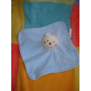 SUCRE D'ORGE DOUDOU PELUCHE OURS PLAT CARRE BLEU