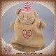 ABSORBA DOUDOU CHAT OURS PLAT MARRON COEUR ROUGE SOS