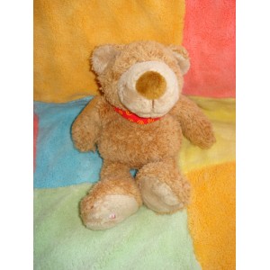 SIGIKID DOUDOU PELUCHE OURS MARRON FOULARD ROUGE 37048