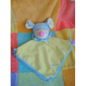 CHARLY & CIE DOUDOU SOURIS BLEU PLAT JAUNE MARIONNETTE