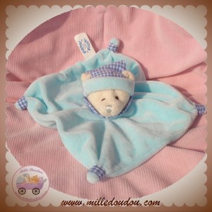 PLANET PLUCH CP INTERNATIONAL DOUDOU SOURIS ECRU PLAT BLEU VICHY OURS