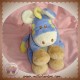 L DAKE DOUDOU PELUCHE ZEBRE CHEVAL BLEU ECRU JAUNE BEIGE