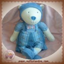 MOULIN ROTY DOUDOU OURS PATACHON ECRU SALOPETTE BLEU SOS