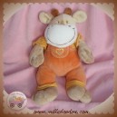 MOTS D'ENFANTS DOUDOU GIRAFE VACHE BEIGE SALOPETTE ORANGE SOS