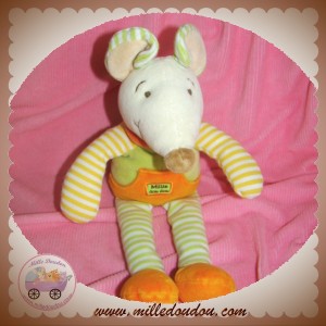 DOUDOU ET COMPAGNIE SOURIS MILIE VERTE ORANGE 30 CM