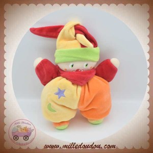 COROLLE SOS DOUDOU POUPEE CLOWN ORANGE JAUNE LUNE ETOILE