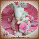 DOUDOU ET COMPAGNIE SOURIS LEONIE ROSE AVEC BEBE COLERETTE VERTE