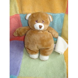 ANNA CLUB PLUSH DOUDOU PELUCHE OURS MARRON MOUCHOIR ECRU