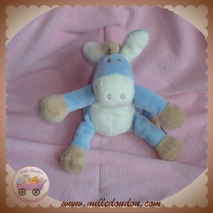 NOUKIE'S SOS DOUDOU PELUCHE ANE BLEU ET ECRU PACO 12 CM TETE OURS