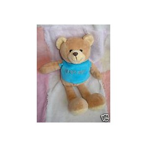 BABYNAT BABY NAT DOUDOU OURS MARRON T-SHIRT BLEU