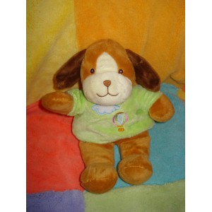 GIPSY DOUDOU PELUCHE CHIEN MARRON ECRU PULL VERT MONGOLFIERE NUA