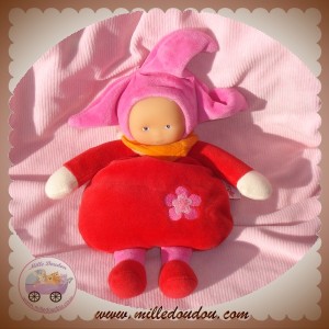 COROLLE DOUDOU POUPEE ROUGE GRENADINE CHAPEAU ROSE