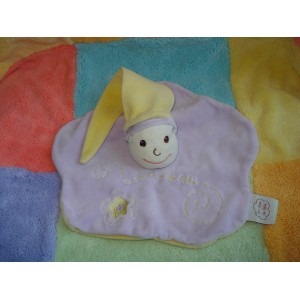 CMP DOUDOU PELUCHE LUTIN POUPEE PLAT FLEUR MAUVE JAUNE