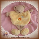 TEX SOS DOUDOU OURS PLAT BEIGE AVEC JAMBES CORPS JAUNE FLEUR