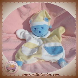 MUSTI MUSTELA DOUDOU OURS BLEU MARIONNETTE BLANC JAUNE SOS