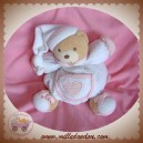 KALOO SOS DOUDOU OURS BEIGE CORPS BOULE BLANC HOCHET COEUR 