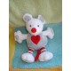 BABYSUN DOUDOU PELUCHE SOURIS GRISE BLANCHE COEUR ROUGE BABY SUN