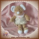 NOUKIE'S DOUDOU SOURIS LEA BEIGE ROBE AVEC FRAISE PETIT SOS