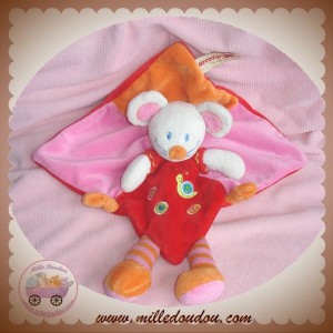 NICOTOY SOS DOUDOU SOURIS BLANCHE PLATE ROUGE ROSE ORANGE 