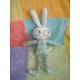 TAPE A L'OEIL DOUDOU LAPIN BLANC TISSU VERT PLUS