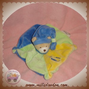 BABYNAT BABY NAT SOS DOUDOU OURS PLAT LES BONBONS BLEU VERT