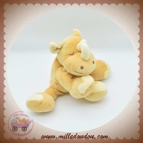 NOUKIE'S DOUDOU RHINOCEROS KIRAFU MARRON BEIGE 20 CM SOS - Boutique pour  retrouver Doudou !!!