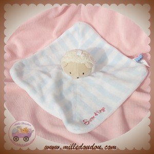 SUCRE D'ORGE DOUDOU PELUCHE HERISSON PLAT RAYE BLEU