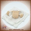 NATURE ET DECOUVERTES DOUDOU MOUTON PLAT ECRU BEIGE CUIR RETOURNE