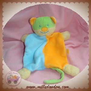 KIMBALOO SOS DOUDOU OURS CHAT PLAT ORANGE BLEU