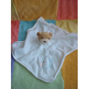 KALOO DOUDOU OURS BEIGE PLAT BLANC LAINE POISSON