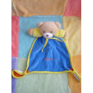 TAKINOU SOS DOUDOU OURS BEIGE PLAT BLEU JAUNE