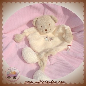 TEX SOS DOUDOU OURS PLAT BEIGE AVEC JAMBES ECRU LAPIN